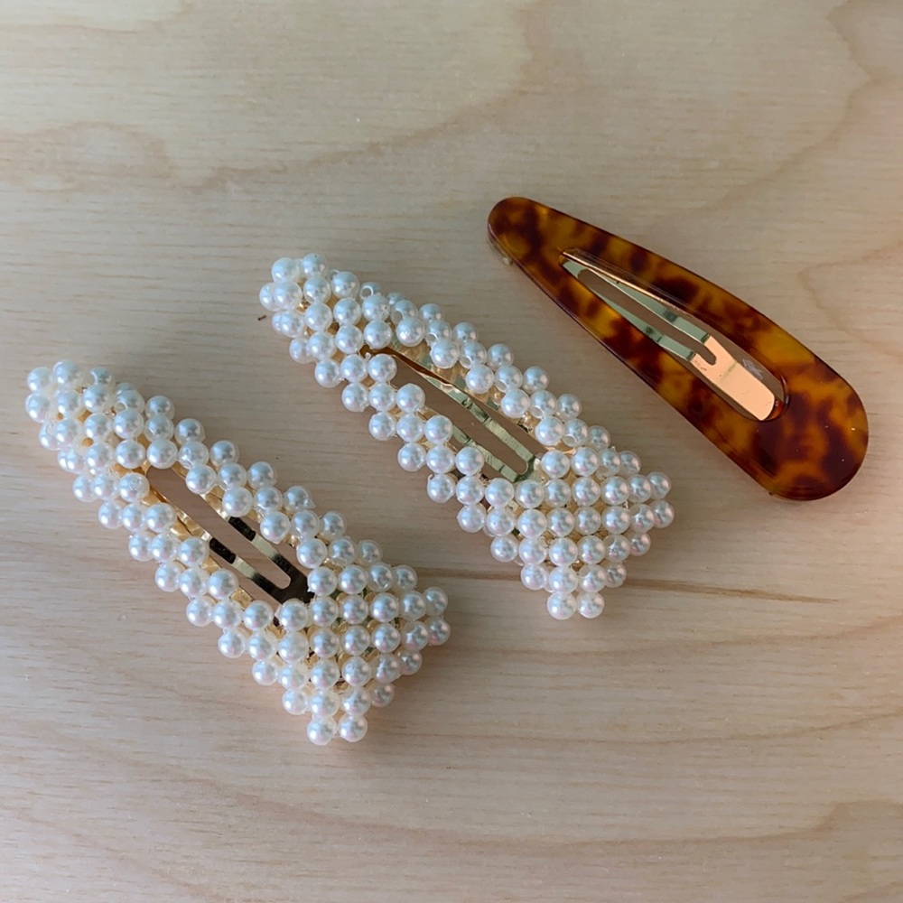 Set of 3 Barrettes - Faux Pearl / Tortoise NWOT